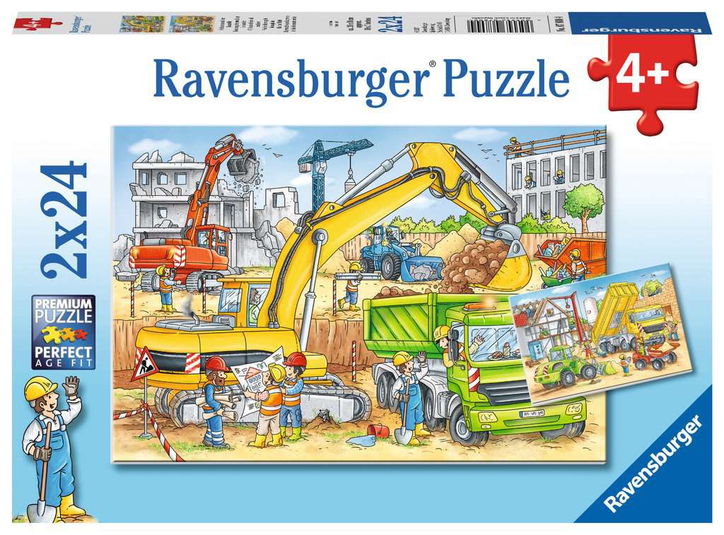 Puzzles 2x24 p - Beaucoup de travail sur le chantier, Puzzle enfant, Puzzle, Produits