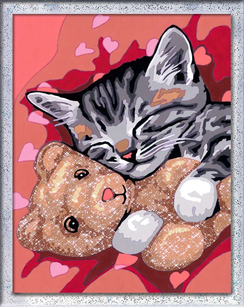 RAVENSBURGER Peinture au numéro : Numéro d'Art Petit Format : Deux chatons  couchés pas cher 