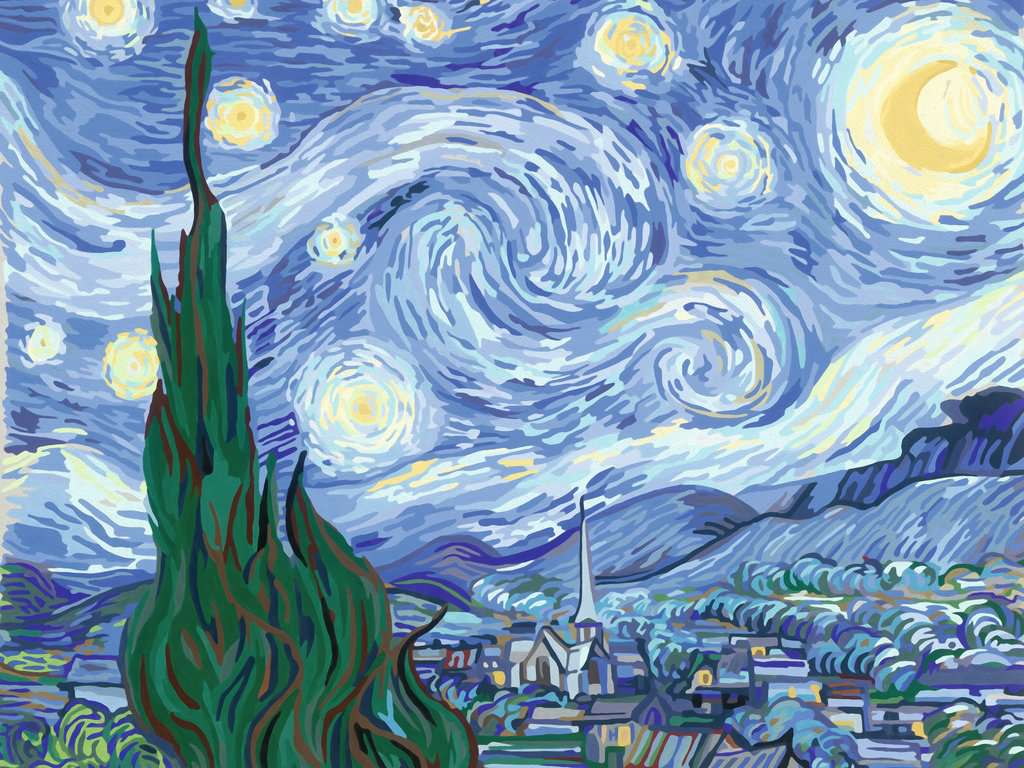 70% sur Peinture par numéro Figured'Art Van Gogh Nuit Etoilée