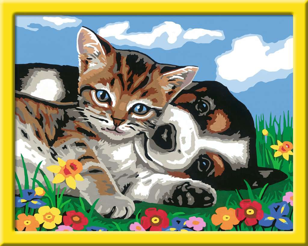 Peinture au numéro Ravensburger Numéro d'Art Comme chien et chat