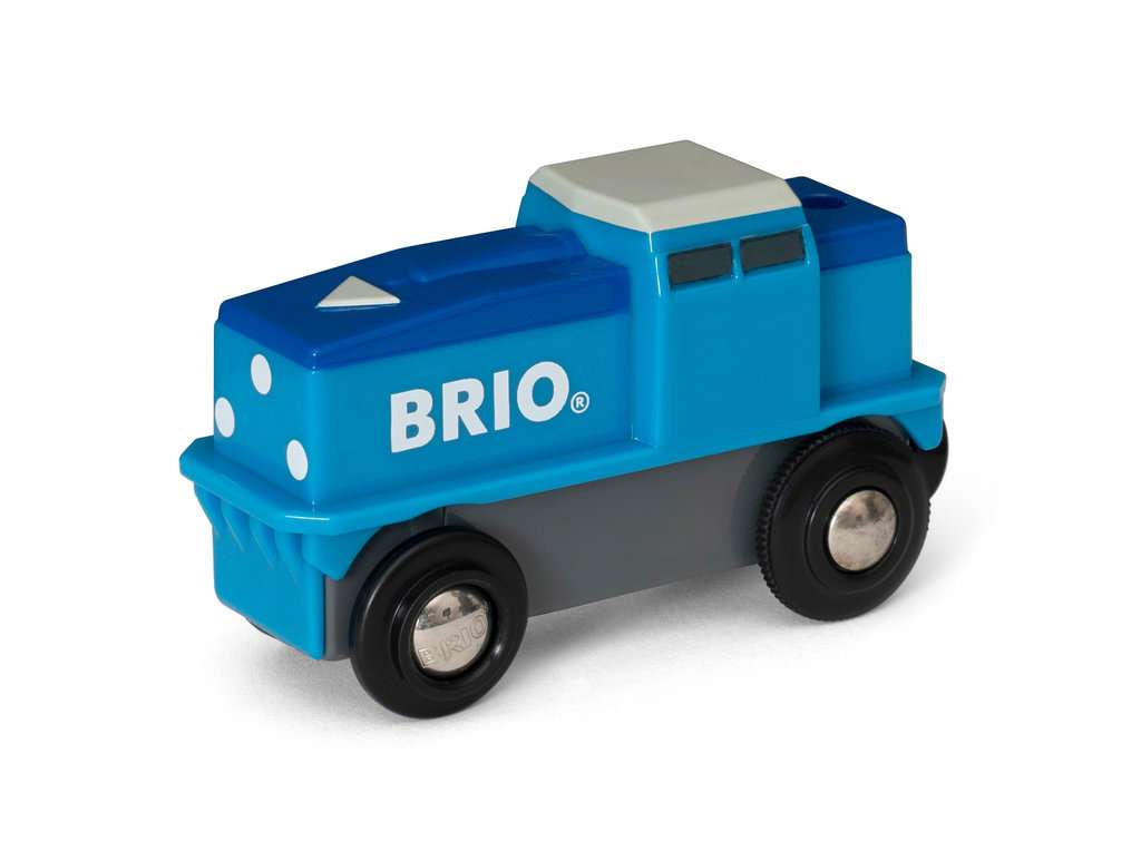 Locomotive à piles - Ensemble de train compatible avec les trains Thomas,  Brio, Chuggington et les rails en bois (non inclus) - Bleu