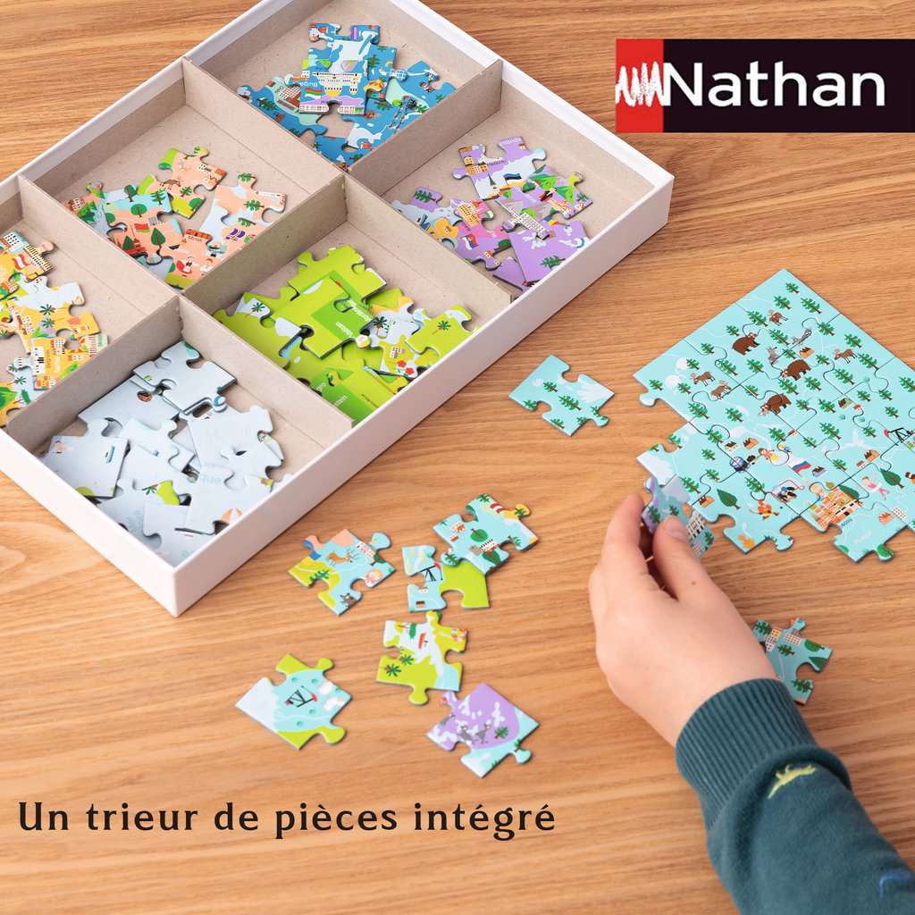 Puzzle 150 pieces - carte du monde - nathan - puzzle enfant +