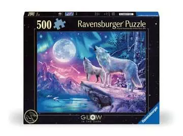 Puzzle 500 p Glow in the dark - Loups sous les lumières du Nord Puzzle;Puzzle adulte - Image 1 - Ravensburger
