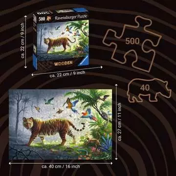 Puzzle en bois - Rectangulaire - 500 pcs - Tigre de la jungle Puzzle;Puzzle adulte - Image 4 - Ravensburger