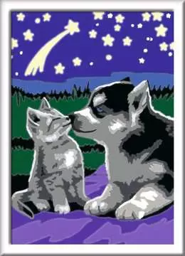 Numéro d art - 13x18cm - Chiot Husky et son compagnon le chaton Loisirs créatifs;Peinture - Numéro d art - Image 2 - Ravensburger